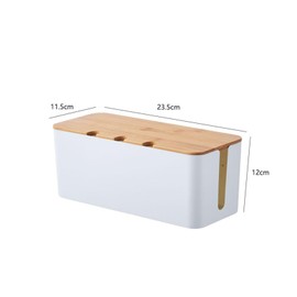 Cable Management Box with Lid: Cable Organiser Box - Storage Box for Power Strip, Tidy Workplace for Cables / Power Strips, 2 Sizes (White)