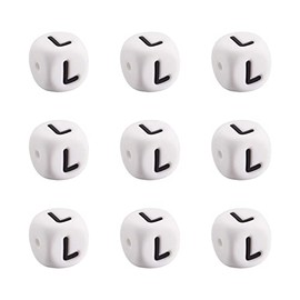 FASHEWELRY 10 Uds. Cubo De Cuentas De Letras De Silicona Cuentas Cuadradas del Alfabeto para Hacer Pulseras, Collares Y Joyas, 12X12X12Mm Letra L