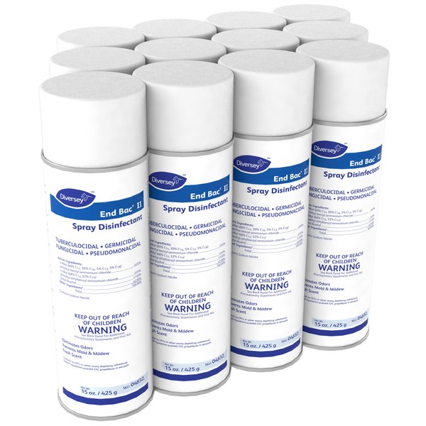 Diversey 04832 End Bac II Spray Disinfectant, Eliminates Odors &
