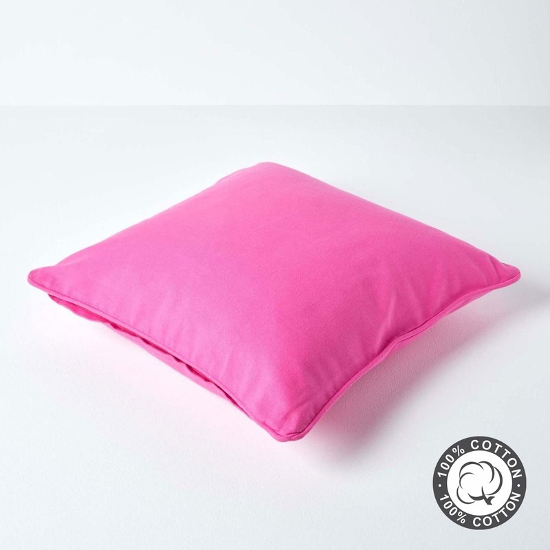 Homescapes - 100% Cotton Plain Cerise Cushion Cover - 45