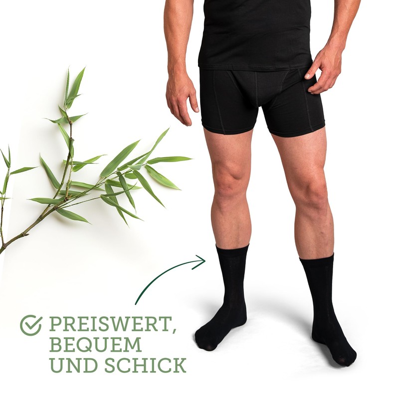 Basic Treasure 5 Pairs of Men's Bamboo Socks, Black, Premium