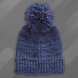 Kids Boys Winter Hat Chunky Warm Head Cover Pom Pom Navy 7-13 Years