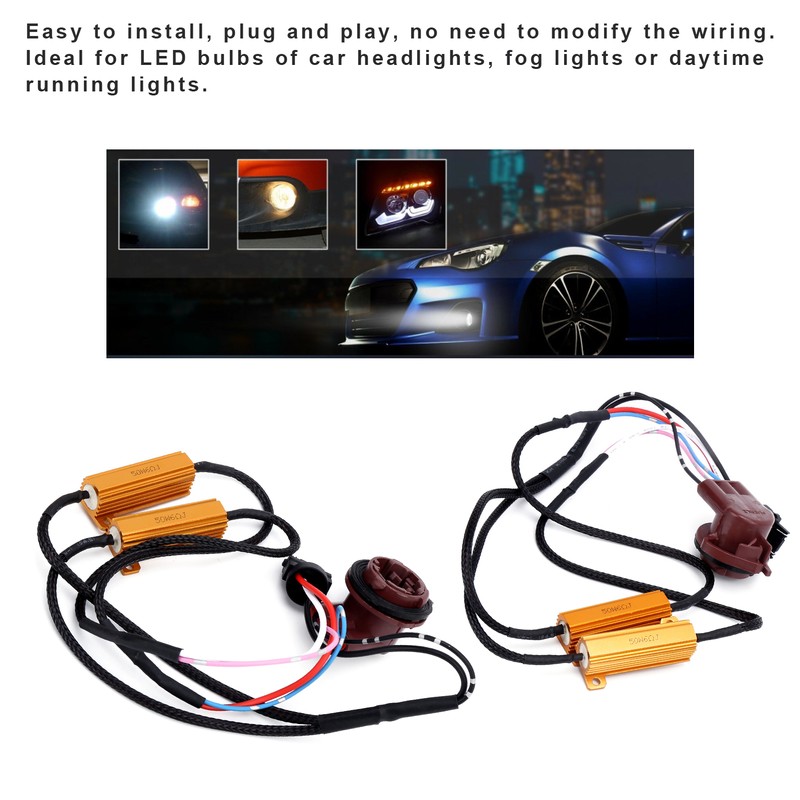 2pcs 3157A LED Decoder 50W Load Resistor Flash Error Free