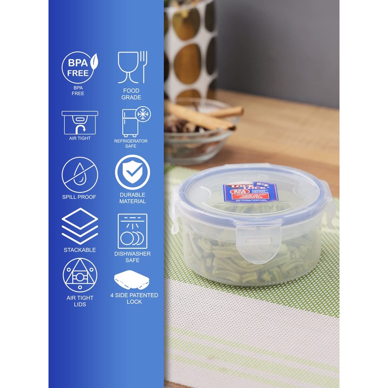 Lock & Lock 70100 L&L Classic Short Round Container, Clear