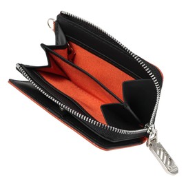 Neu Interesse 3392 Men's Coin Purse, Coin Case, Neu Interesse Pass Case, Genuine Leather, Cowhide Leather [07] Orange x Black
