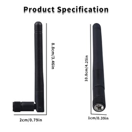 2 Pcs WiFi Antenna, RP-SMA WiFi Aerial, 2.4GHz 5GHz 5.8GHz 3dBi MIMO RP-SMA Male Antenna for USB Adapter Video Surveillance Monitor(Black)