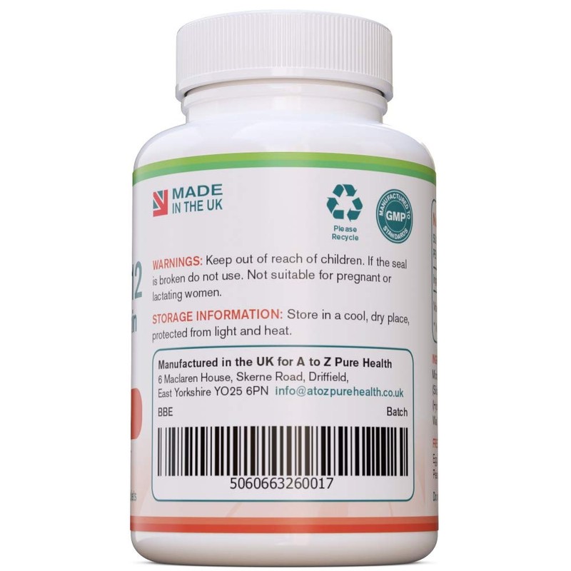 Energy Supplement, Vitamin B12 Complex High Strength Vegan Tablets |