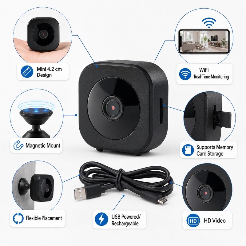 Mini WiFi Security Camera for Home Monitoring – Magnetic HD