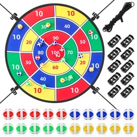 Lunmon 29" Trampoline Dart Board Game Accessories, Toss Game with 20 Sticky Balls - Indoor & Outdoor Sport Fun Trampoline Outdoor Party Accessories for Birthday Gifts