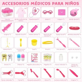 Juego de Doctor para Niñas, AivaToba 36 PCS Kit de Médico de Juguete para Niños, Juguetes de Simulación Médica con Estuche de Caja,Juego de Rol Disfra