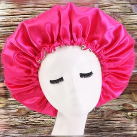 Sleep perm hair serum dye vinyl satin banding night care treatment hair cap S873 2 pcs hot pink / 수면 파마약 헤어세럼 염색비닐 새틴 밴딩 나이트케어 트리트먼트 헤어 캡 S873 2개 핫핑크