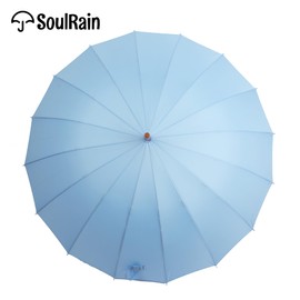 SoulRain 16 Ribs 48" Stick Umbrella Auto Open Solid Color Fashionable and Simple，Arc Classic Wood Handle，Windproof Unbreakable Stick Rain Umbrella (Sora)…