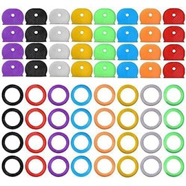 Better Jonny Pack of 64 Key Caps, Rubber Covers, Key Covers, Key Caps, Key Identification, Key Identification Rings for Easy Identification of Keys, 8 Colours, Blue, black, yellow, orange, green,