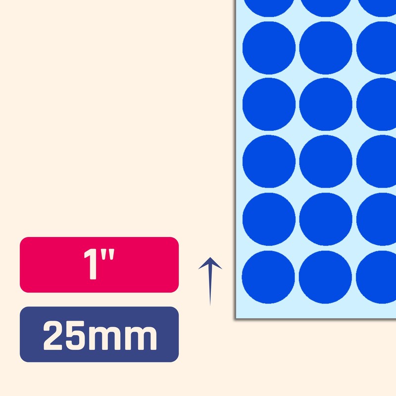 1200 Pack, 1" Round Dot Stickers Circle Labels - Blue