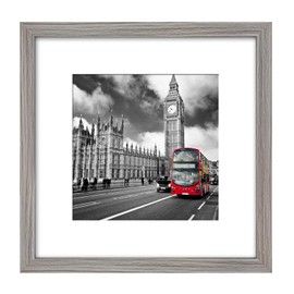 IkaLede 12x12 Picture Frame Matted to Display Pictures 8x8 or 12 x 12 Photos without Mat Square Rustic Solid Wood Picture Frames for Artwork Wall Mounting Decor, Grey