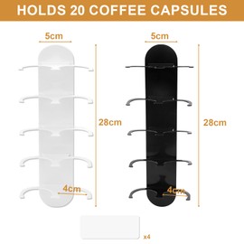 jinminamz Wandhalterung Kaffeekapseln Aufbewahrung,Selbstklebende Halterung Organizer Kaffeekapseln, Hält 20 Kaffeekapseln, Klebbar Auf Jeder Oberfläche Wie Wände,Groß Fassungsvermögung, Ohne Bohren