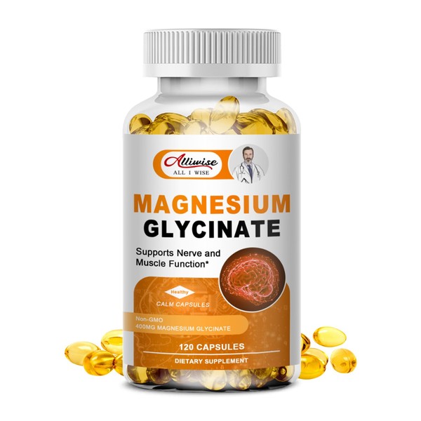Alliwise Magnesium Supplement Softgels, Easy Absorption Magnesium Glycinate 400mg with