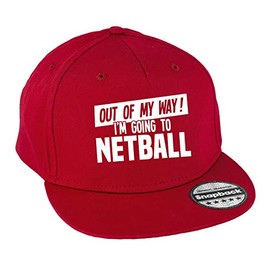 Hippowarehouse Out of My Way I'm Going to Netball Snapback hat Premium Printed 5 Panel Flat Peak Cotton OneSize Adults Classic Red
