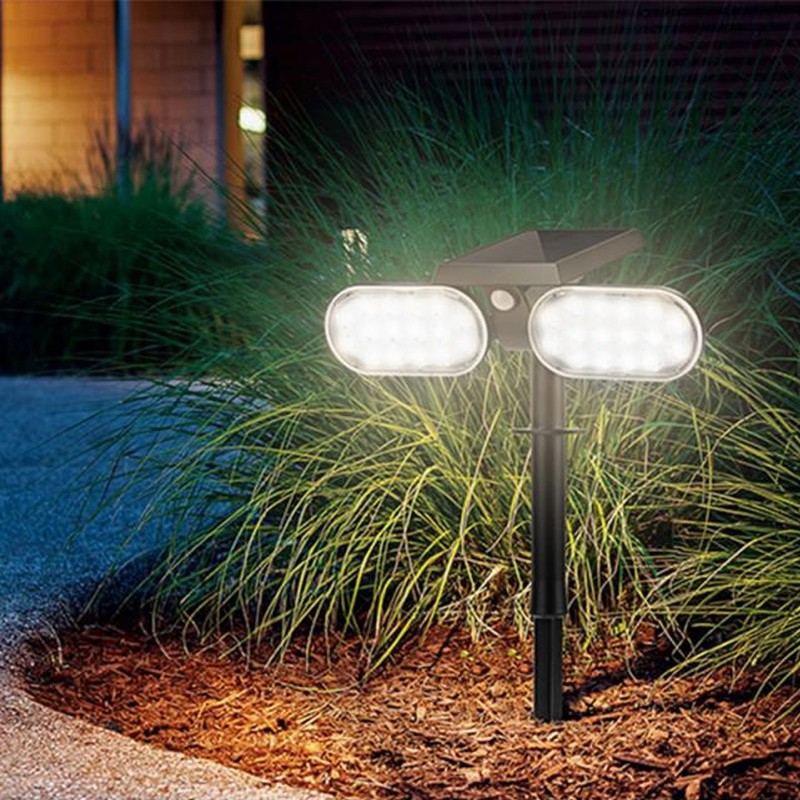 Solar Motion Sensor Wall Light 2 Heads IP65 Waterproof High