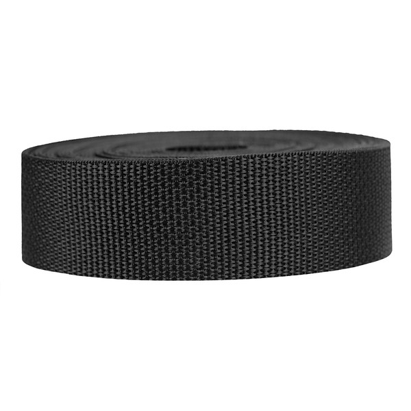 Strapworks Lightweight Polypropylene Webbing - Poly Strapping for Outdoor DIY Gear Repair, Pet Collars, Crafts – 1.5 Inch x 10 Yards - Black