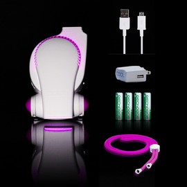 Cool On The Go Rechargeable Fan with LED Lights - Baby Stroller Fan/Desk Fan/Travel Fan/Personal Fan - Includes Charger & High Performance Batteries - ECO Friendly Mini Portable Fan with USB Functions