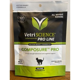 VetriSCIENCE Composure Pro Feline Chews~ Veterinary Pro Line ~ 45 count ~ New