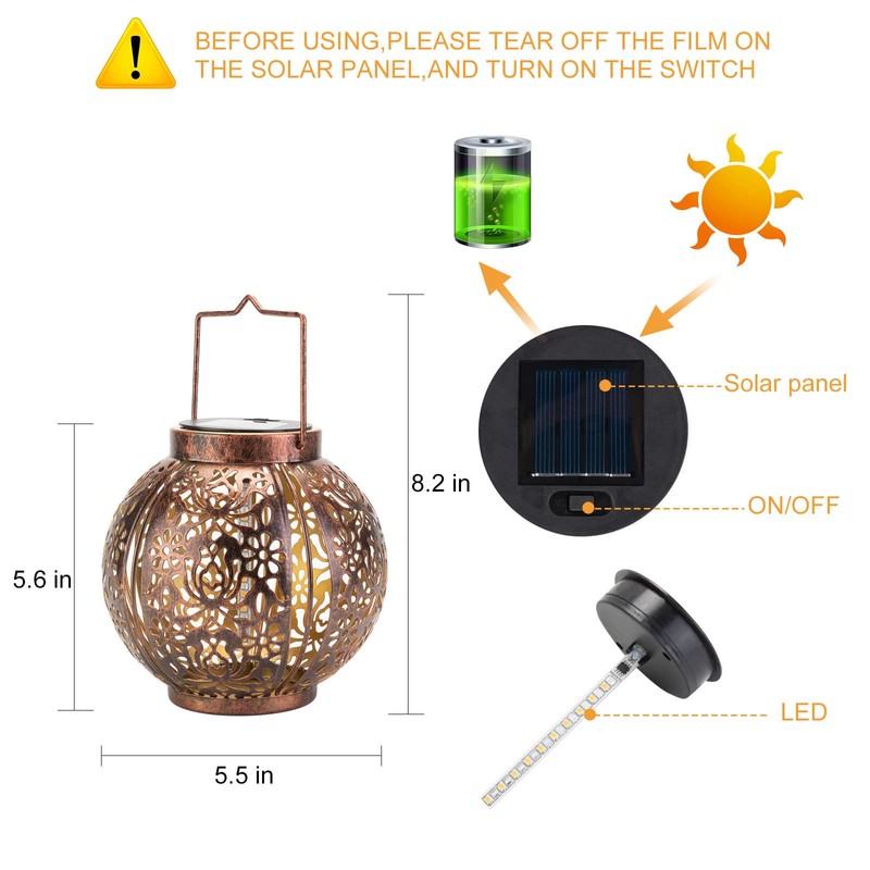 2 Pack Solar Table Lanterns - Solar Hanging Outdoor Lanterns