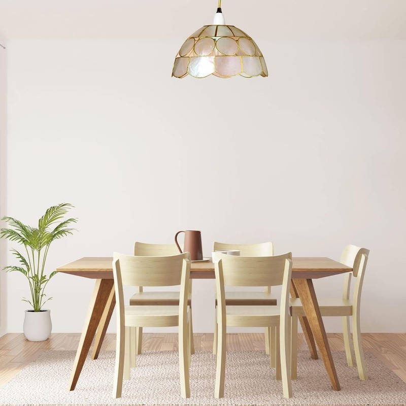 10' Diameter Natural Shell Lampshade Pendant - Great for Bedrooms,