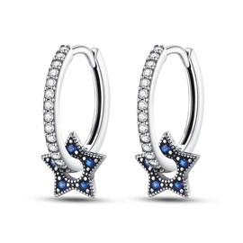QIKAOLA 925 Sterling Silver Hoop Earrings for Women, Girls, Colourful, Small Hoops, Huggie Earrings, Hypoallergenic, Cubic Zirconia
