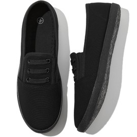 Zapatos casuales para caminar sin cordones para mujer, zapatos de tenis, zapatos de vestir planos, zapatos de trabajo antideslizantes, Black Mno, 7 US