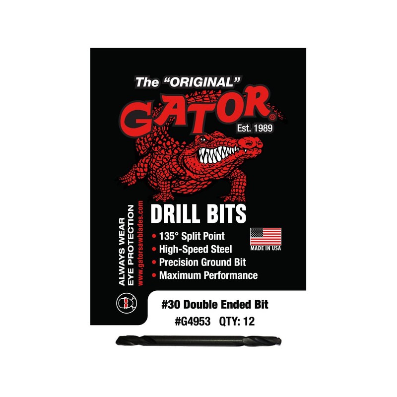 Gator #30 Double End Drill Bit (Pack of 12) (USA