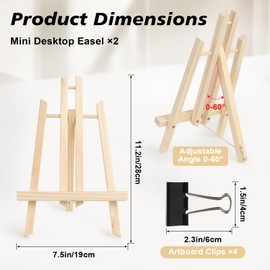2 Pack Mini Easel Stand 19x28CM Adjustable Tabletop Easel Art Display