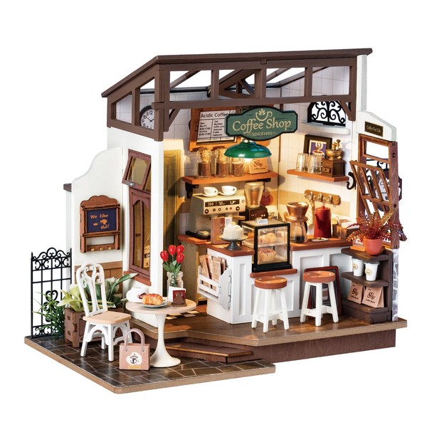 Rolife Dollhouses Miniature Wooden Doll House with Furniture for Children and Adults (NO.17 Café)