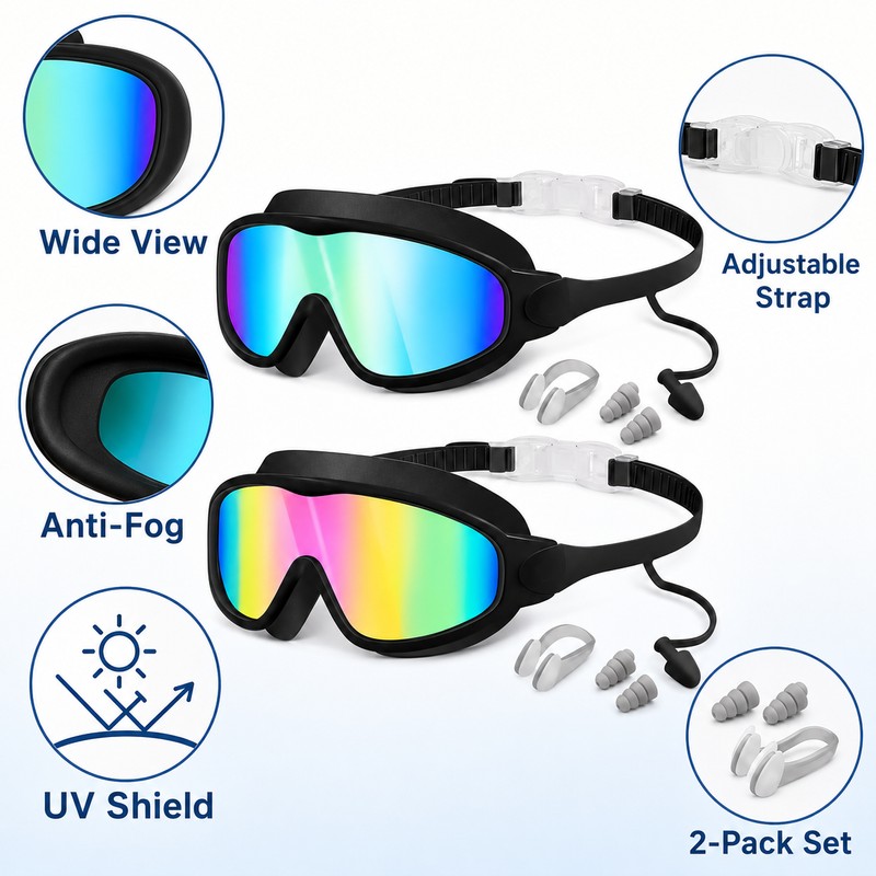 Kids Swim Goggles for Pool and Swim Lessons – 2-Pack