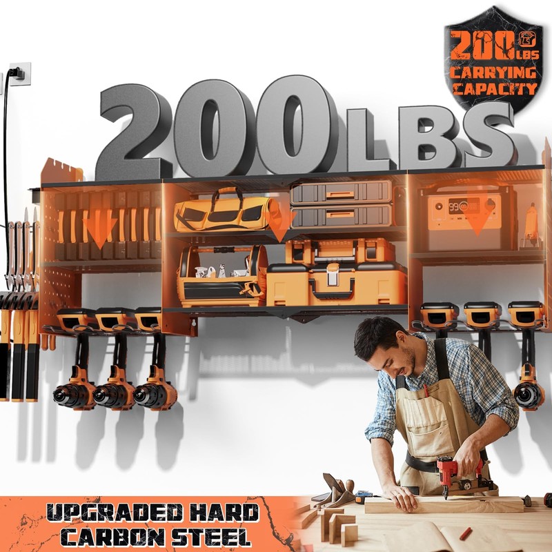 45" Large Power Tool Organizer Wall Mount with Charging Station