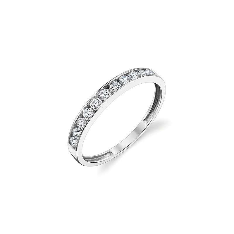 Tesori & Co 10k Solid White Gold Channel Wedding Band
