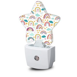 Star Heart Rainbow Night Lights Plug into Wall Lamp Smart Dusk to Dawn Sensor for Home Decor,Kids Room Bedroom Bathroom Kitchen Hallway Gifts