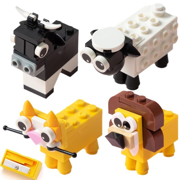 NHQ Pack of 4 Small Pencil Sharpeners with Container, Children's