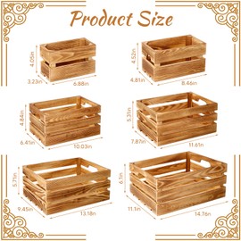 BOBOKA Set of 6 Decorative Wood Crates Nesting Storage Container, 6 Size Farmhouse Decorative Wooden Storage Boxes, Rustic Wooden Crates for Storage, Display, Christmas Decorations