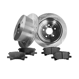 PM Auto Set of 6 Rear 288mm Drilled Slotted Brake Disc Rotors-Ceramic Brake Pad kit Replacement For 2004-2006 Lexus Rx330