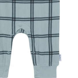 Gerber Modern Moments Baby Boys' Henley Romper, Plaid, 6-9 Months