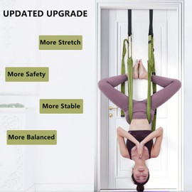 Yoga Stretching Strap, Leg Waist Back Bend Auxiliary Yoga Stretch Band, Stretch Strap Inversion Trainer for Pilates Dance Aerial Yoga Fitness（Green）