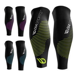 Diasports Calf Bandage Sleevers | Calf Sleeves for Marathon and Triathlon | 100% Compression for Optimal Calf Compression Stockings, Black-Green, m