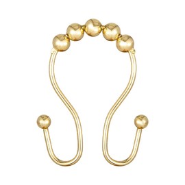 Utopia Alley Shower Hooks - Double Shower Curtain Rings for Bathroom - Rust Proof Shower Curtain Hooks for Shower Curtain or Liner - Set of 12, Gold