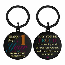 iyaone 1 Year Work Anniversary Employee Gifts - Happy 1 Year Work Anniversary Keychain - 1 Year Work Anniversary Keychain Gift
