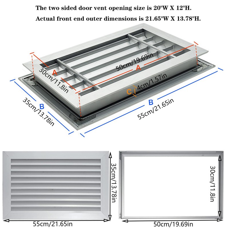 Door Vents for Interior Doors Two Sided, 20” x 12”
