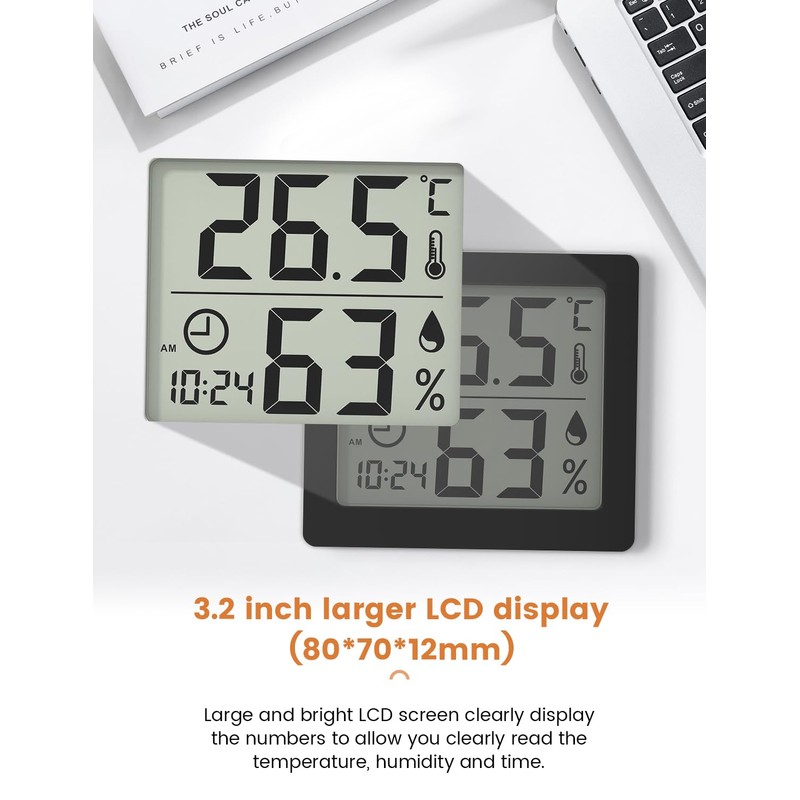 Digital Thermo-Hygrometer Indoor Thermometer Hygrometer Temeo Hygro Indicator 3.1 Inch