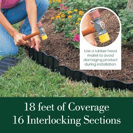 Dalen HammerEdge Pound in Edging - 16 Durable Interlocking Pieces -18 feet of Coverage - Made in USA - Easy to Install - 2 Pack