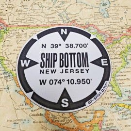 Ship Bottom, New Jersey GPS Magnet - Reflective Vinyl GPS Marker Magnet