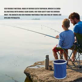 Topyond 13L Foldable Bucket with Handle, Waterproof Folding Container, Multifunctional Fishing Bucket for Camping Boating Traveling Fishing Gardening Car Washing